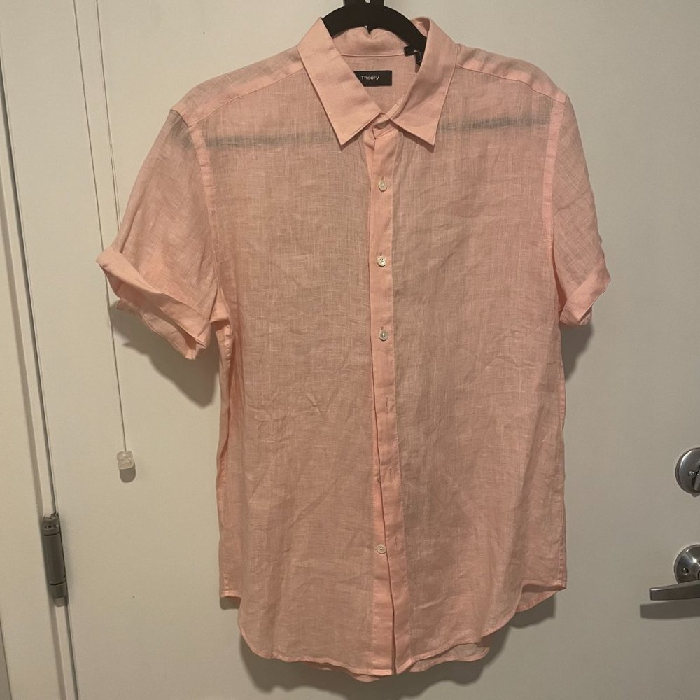 Theory short sleeve linen shirt Size Small